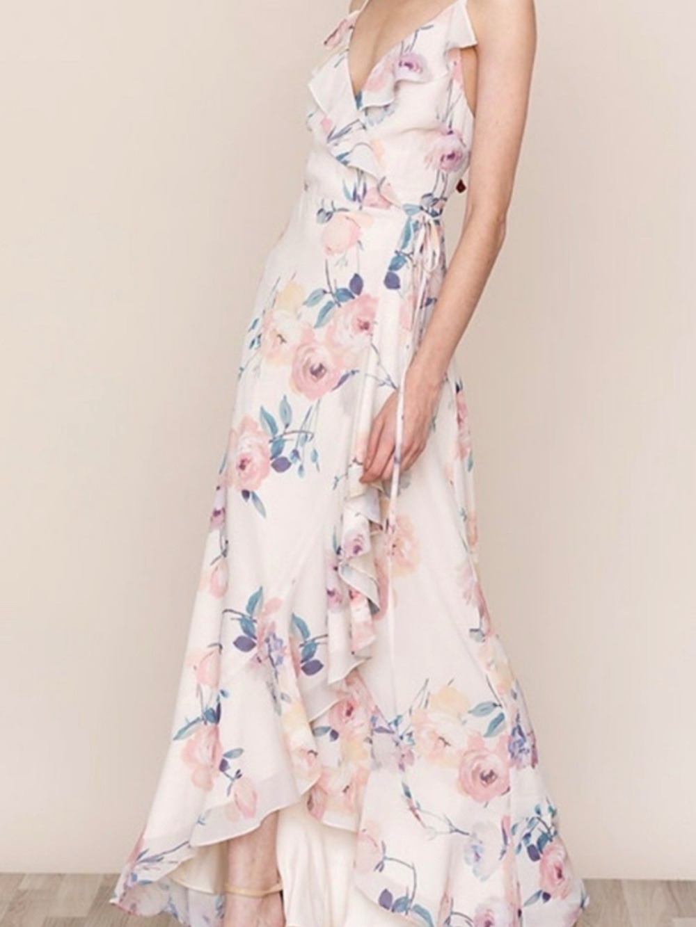 Yumi Kim Meadow Maxi Wrap Dress Small Dutch Roses Ivory Floral